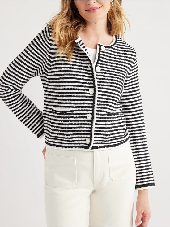 Free Assembly Sweaters - NWT Free Assembly Striped Crochet Cardigan Medium